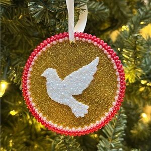 Gold and Red Dove Ornament